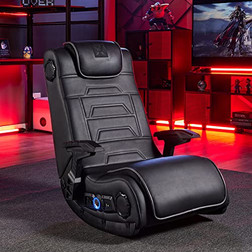 X Rocker Pro Series H3 Black Leather Vibrating Floor Video Gaming Chair with Headrest for Adult,...